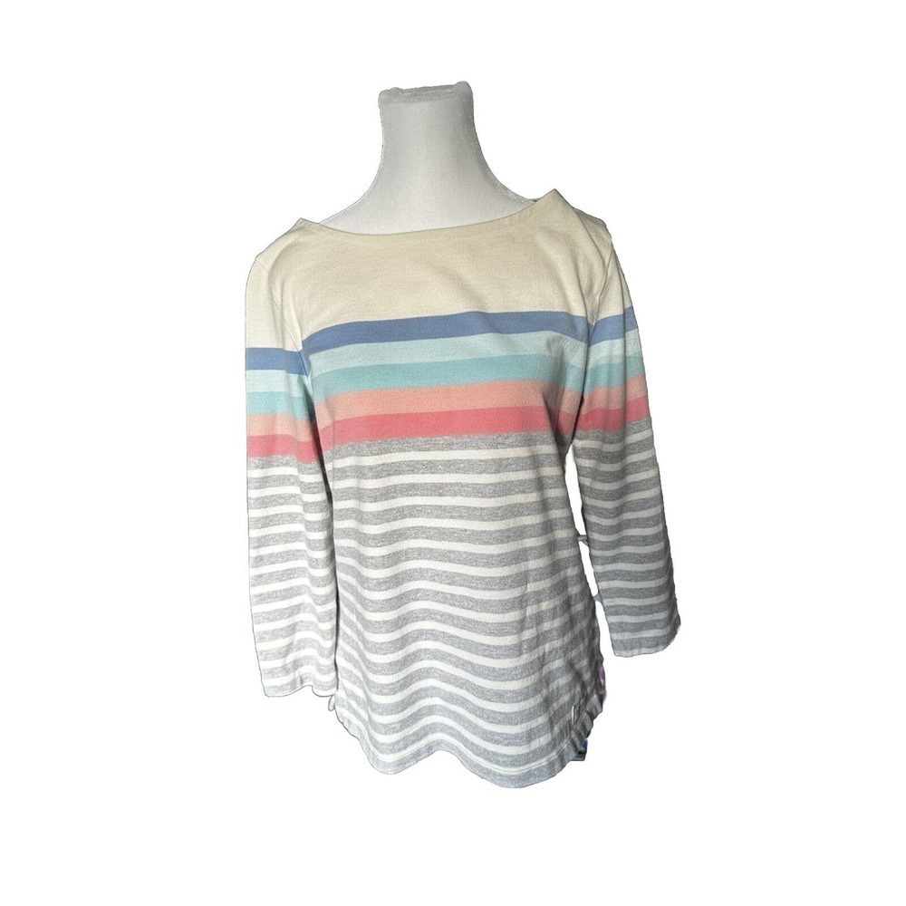 Talbots Sweater Top Size M Petite Colorful Stripe Long Sleeve Athleisure Cotton 